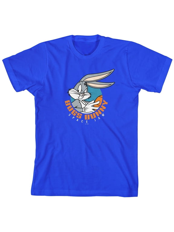 Space Jam Serious Bugs Bunny Boy's Royal Blue T-shirt-XS