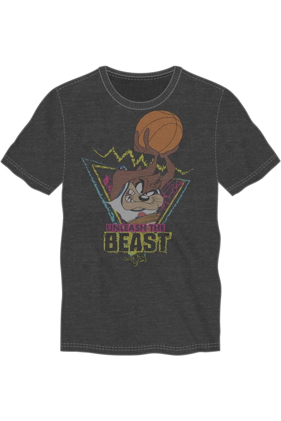 Space Jam Taz Team Charcoal T-Shirt, Tazmanian Devil Unleash The Beast T-Shirt, Slam Dunk Whirlwind Power-Small