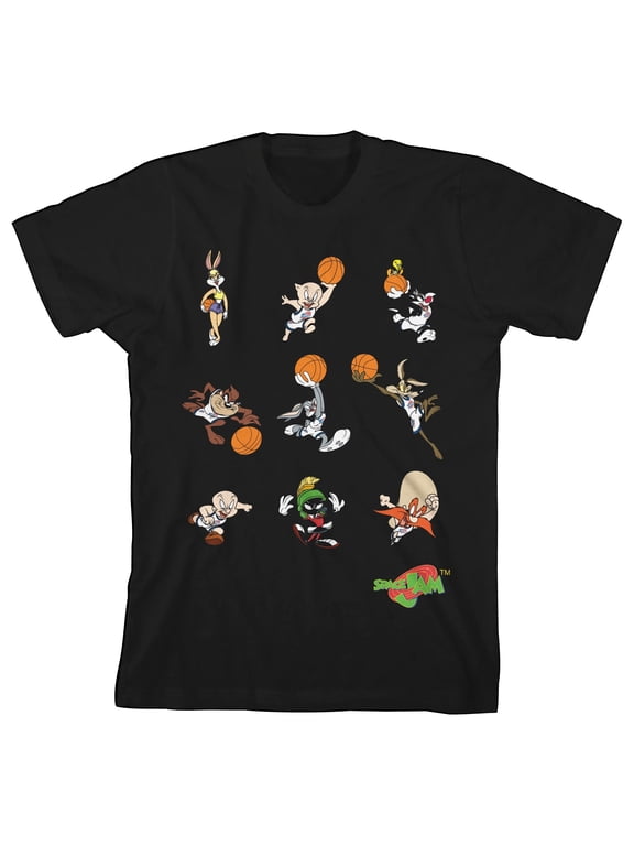 Space Jam Tune Squad Basketball Team Youth Black T-shirt-XL
