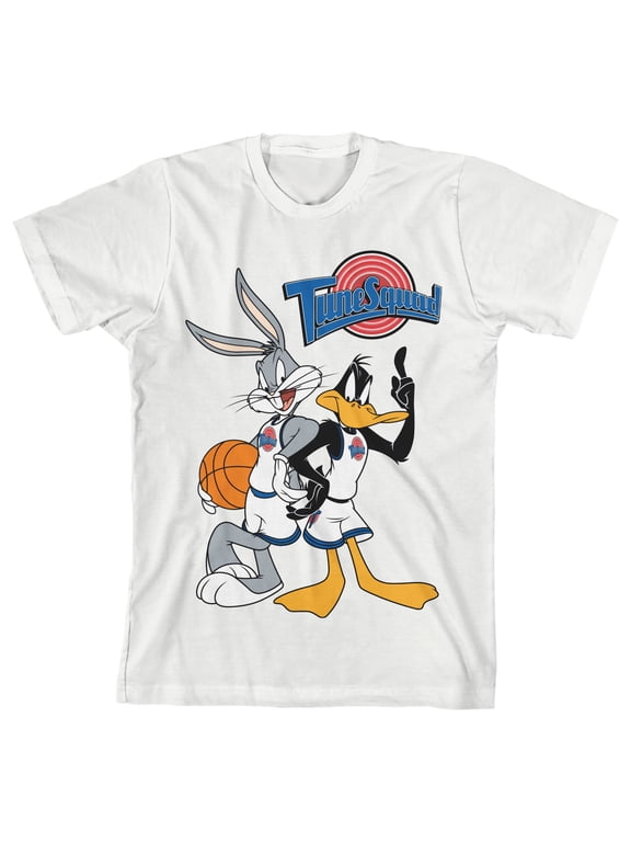 Space Jam Tune Squad Bugs And Daffy Boy's White T-shirt-Medium