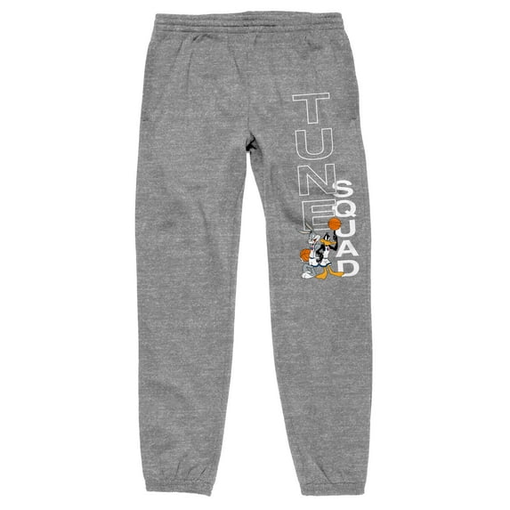 Space Jam Tune Squad Daffy Duck & Bugs Bunny Men's Heather Grey Sweatpants-3XL