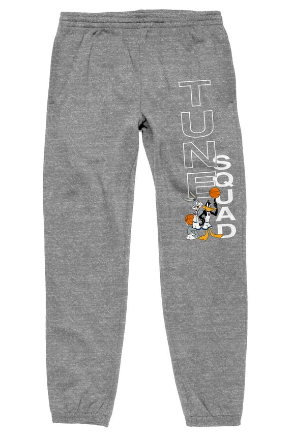 Space Jam Tune Squad Daffy Duck & Bugs Bunny Men's Heather Grey Sweatpants-M