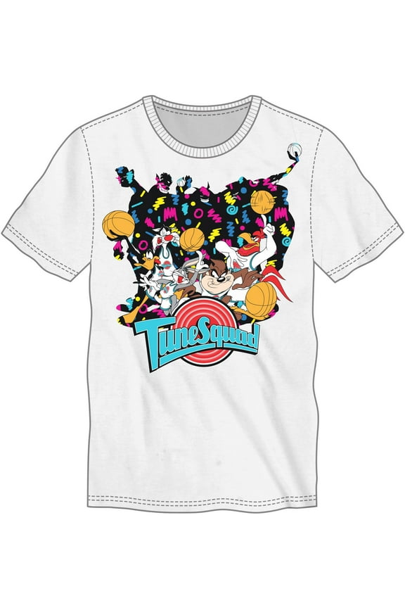 Space Jam Tune Squad Fitted White Tee, Looney Tunes Basketball Team Shirt, 90s Style-X-Large