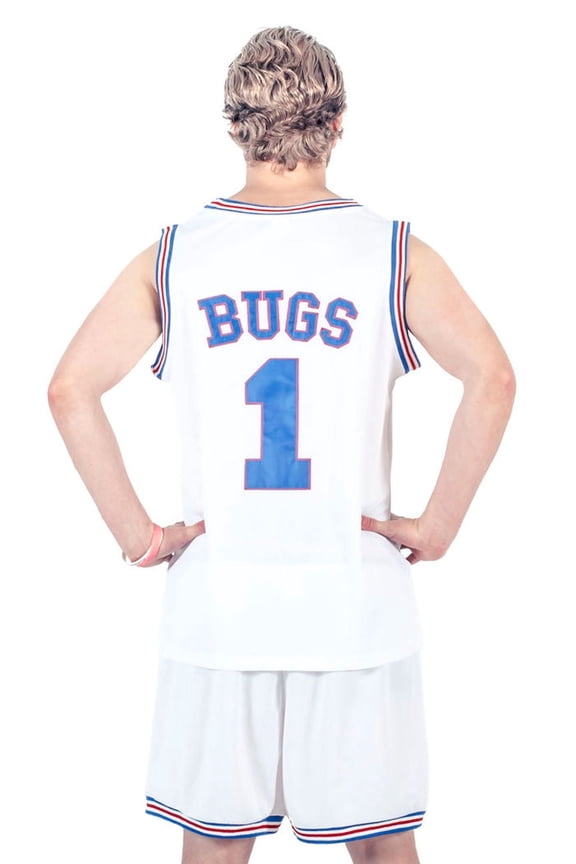 Space Jam Tune Squad Logo Bugs Bunny #1 White Basketball Jersey (Adult Medium)