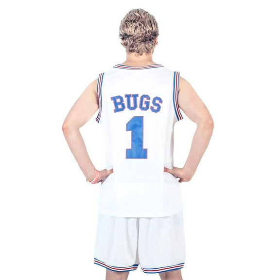Space Jam Tune Squad Logo Bugs Bunny #1 White Basketball Jersey (Adult Medium)