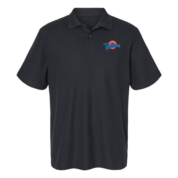 Space Jam Tune Squad Logo Cotton Polo Shirt, Black, 2X-Large