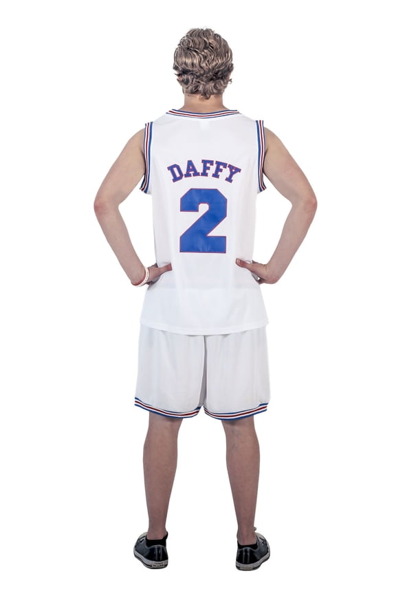 Space Jam Tune Squad Logo Daffy Duck #2 White Basketball Jersey (Adult XX-Large)