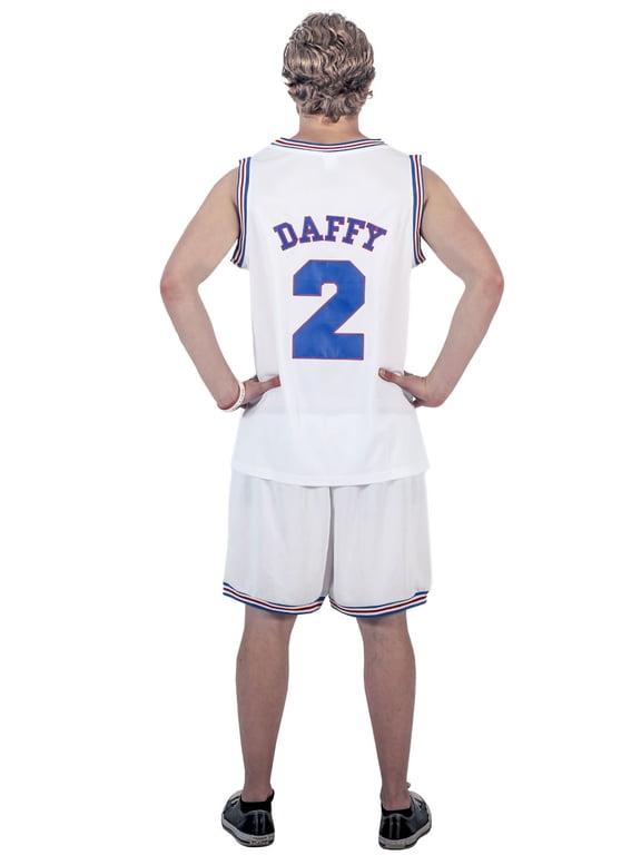 Space Jam Tune Squad Logo Daffy Duck #2 White Basketball Jersey (Adult XX-Large)