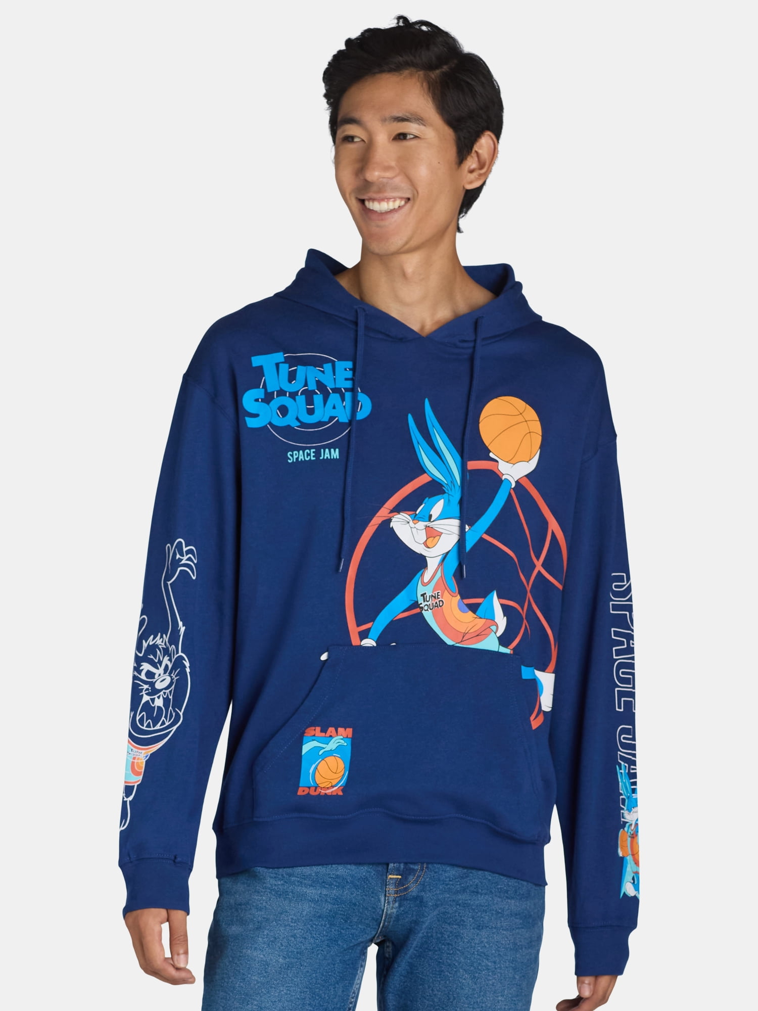 Space Jam Men s Big Men s Tune Squad Front and Back Graphic Pullover Hoodie with Pocket Sizes M 2XL Walmart