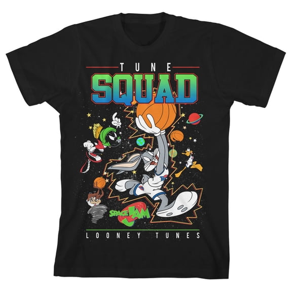 Space Jam Tune Squad Youth boys Black Graphic Tee-3XL