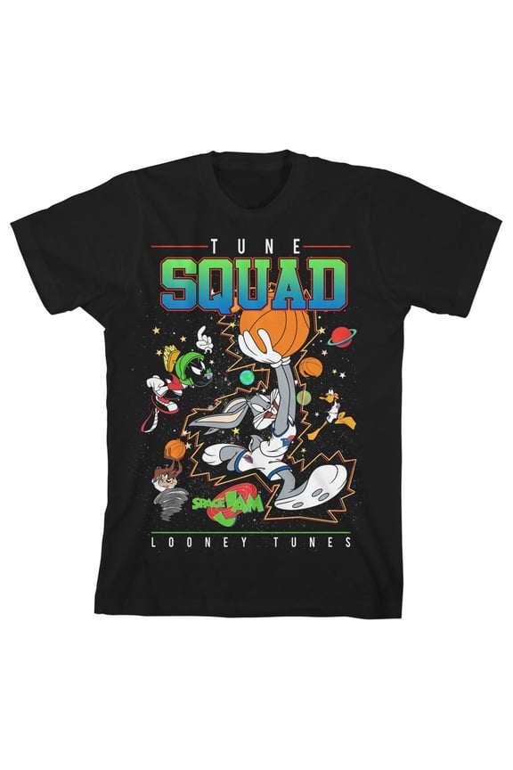 Space Jam Tune Squad Youth boys Black Graphic Tee-Medium