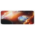 thumbnail image 1 of Space Kitchen Mat, Dust Cloud Nebula Stars in Solar System Scene with Planet Earth Pluto and Neptune, Plush Decorative Kitchen Mat with Non Slip Backing, 47" X 19", Orange Blue, by Ambesonne, 1 of 1