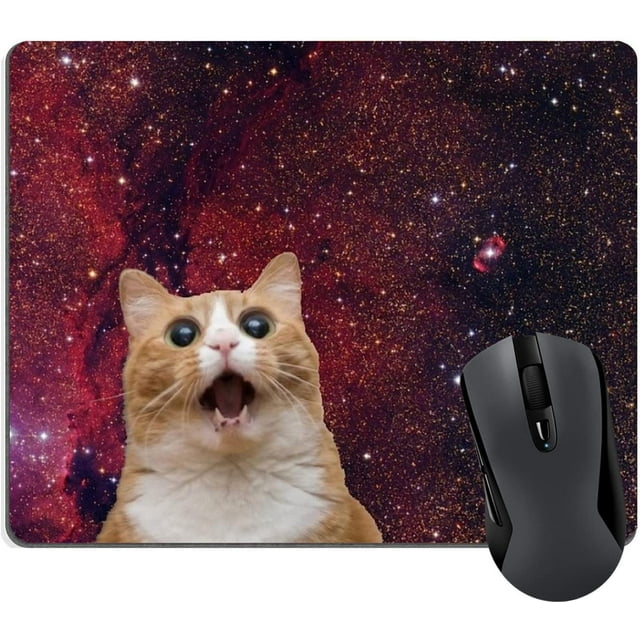 Space Kitten Rectangle Gaming Mouse Pads Cute Galaxy Cat Screaming in