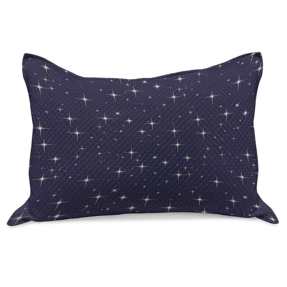 Space Knitted Quilt Pillowcover, Night Sky Stars Romantic Cosmos Themed Image Dotted Background Constellation, Standard King Size Pillow Cover for Bedroom, 36" x 20", Purple White, by Ambesonne