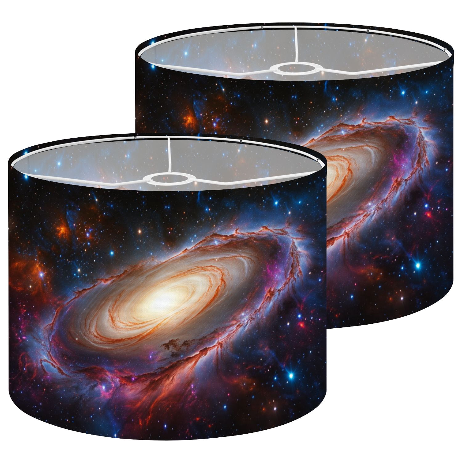 Space Lampshades 2 Pack Galaxy Nebula Outer Space Interstellar Astronomy Universe 13"x13"x10" Light Shade for Table Lamps Floor Lamps Drum Lamp Shades Lampshade Replacement Easy Assembly