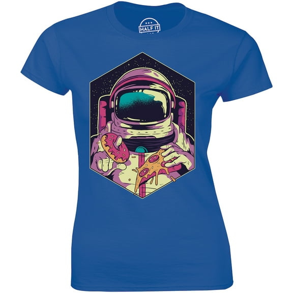 Space Man Astronauts Hungry Eats Donuts And Pizza Women's Gift T-Shirt
