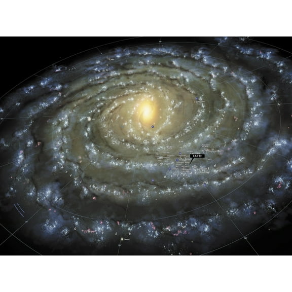 Space Map Milky Way Galaxy Spiral Stars Solar System Extra Large XL Wall Art Poster Print