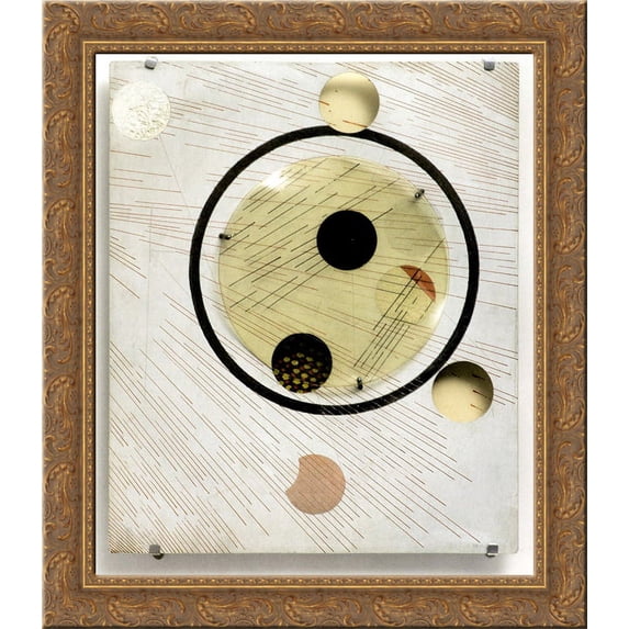 Space Modulator Experiment, Aluminum 5 20x20 Gold Ornate Wood Framed Canvas Art by Moholy Nagy, Laszlo