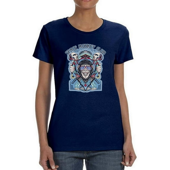 Space Monkey Club Design Shaped T-Shirt Women -Image by Shutterstock, Female Medium