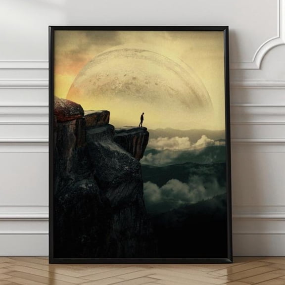 Space Mountain Art Print: Retro Futurism Cosmic Landscape