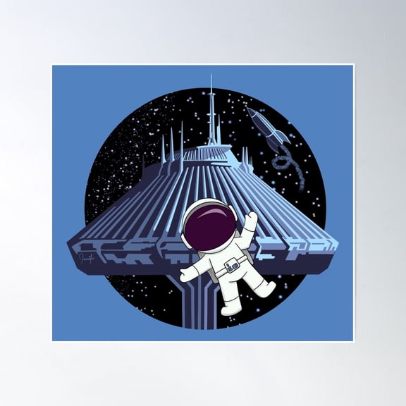 Space Mountain Astronaut Poster Wall Art, Modern Wall Decor, 24x24 UNFRAMED