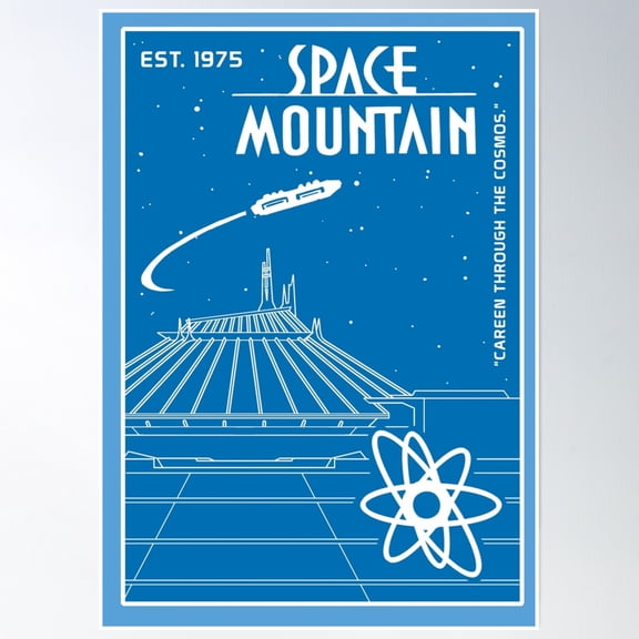 Space Mountain (Blueprint) Poster Wall Art, Modern Wall Decor, 8x12 UNFRAMED