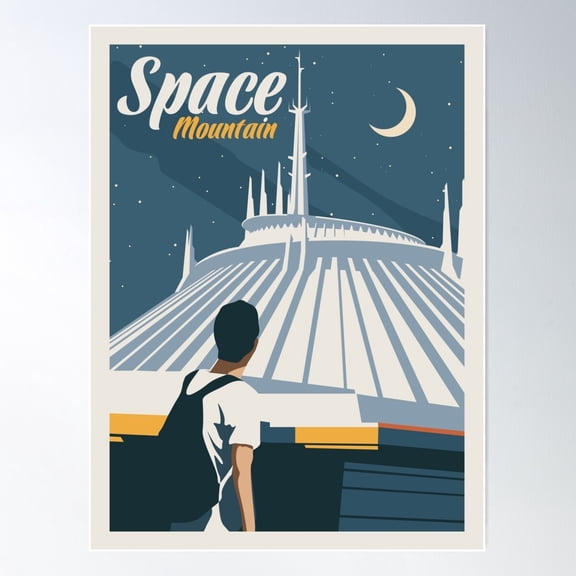 Space Mountain - Minimalist Travel Style - Theme Park Art Poster Wall Art, Modern Wall Decor For Living Room Bedroom, 16x24 UNFRAMED