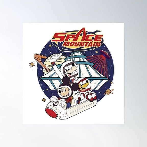Space Mountain Poster Wall Art, Modern Wall Decor, 16x16 UNFRAMED