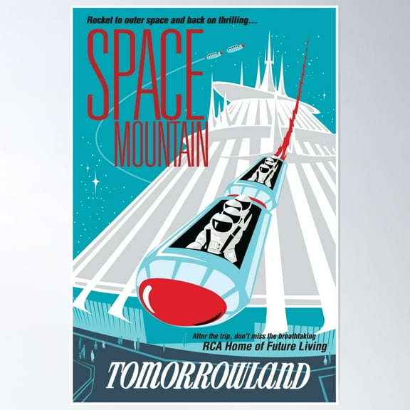 Space Mountain Poster Wall Art, Modern Wall Decor, 24x36 UNFRAMED