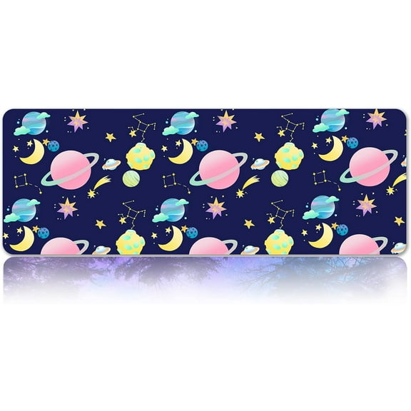 Space Mouse Pad Moon Planets Mousepad, XL Large Mouse Mat Colorful Stars Constellation, Rubber Base Non-Slip Rectangle Mouse Pad for Office Keyboard Child Kids Desk, 31.5 x 11.8 Inch