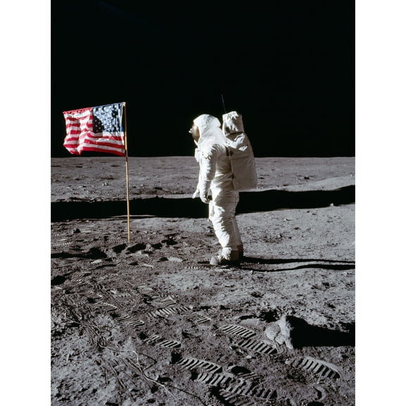 Space NASA Apollo 11 Aldrin Salutes US Flag Moon Photo Extra Large XL Wall Art Poster Print