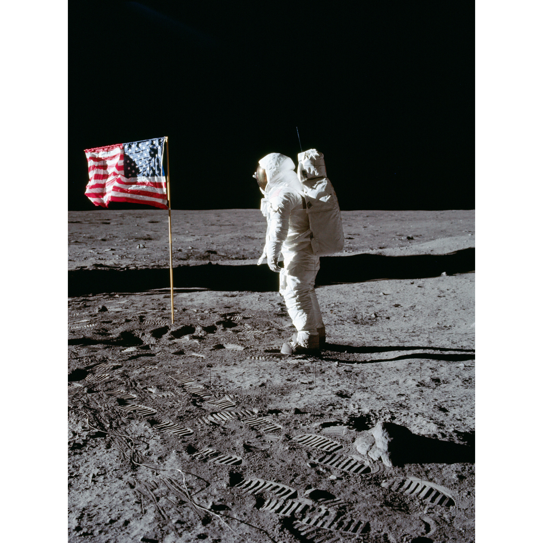 Space NASA Apollo 11 Aldrin Salutes US Flag Moon Photo Extra Large XL 