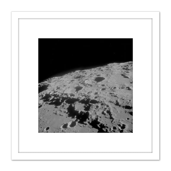 Space NASA Apollo 11 Moon Crater 312 Crookes 1969 Photo 8X8 Inch Square Wooden Framed Wall Art Print Picture with Mount