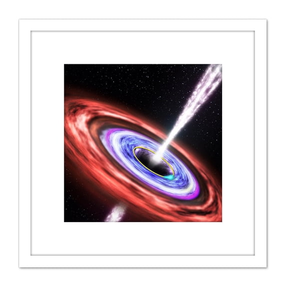 Space NASA Black Hole Sw J1644+57 Illustration 8X8 Inch Square Wooden Framed Wall Art Print Picture with Mount