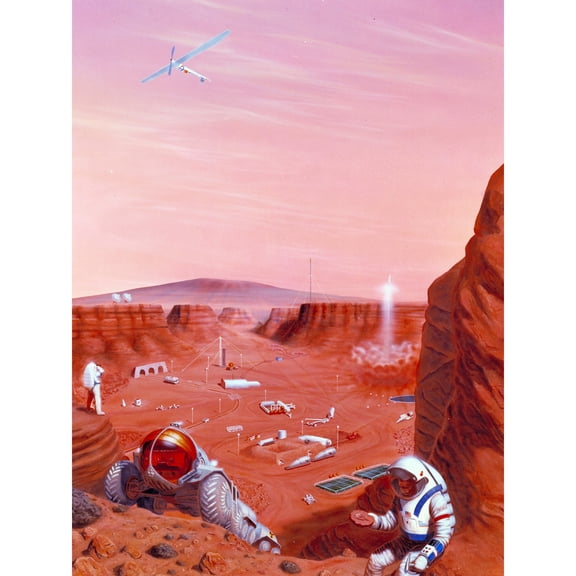 Space NASA Exploring Surface Mars Concept Illustration Extra Large XL Wall Art Poster Print