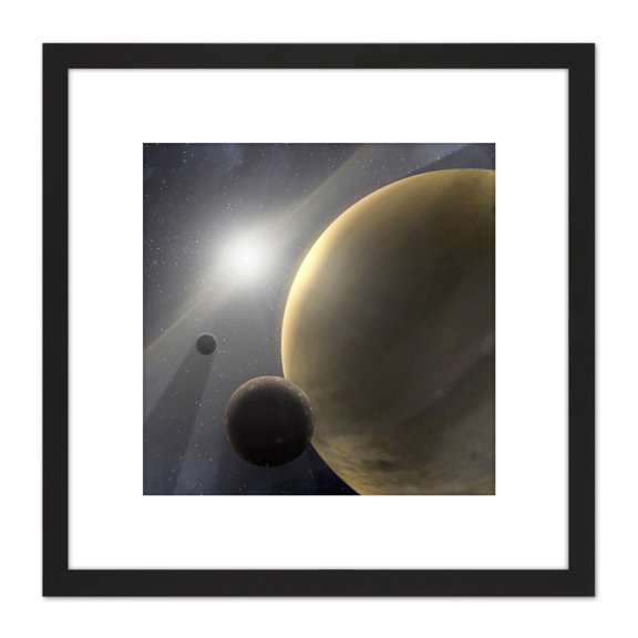 Space NASA Gas Giant Planets Form Quickly Illustration 8X8 Inch Square Wooden Framed Wall Art Print Picture with Mount