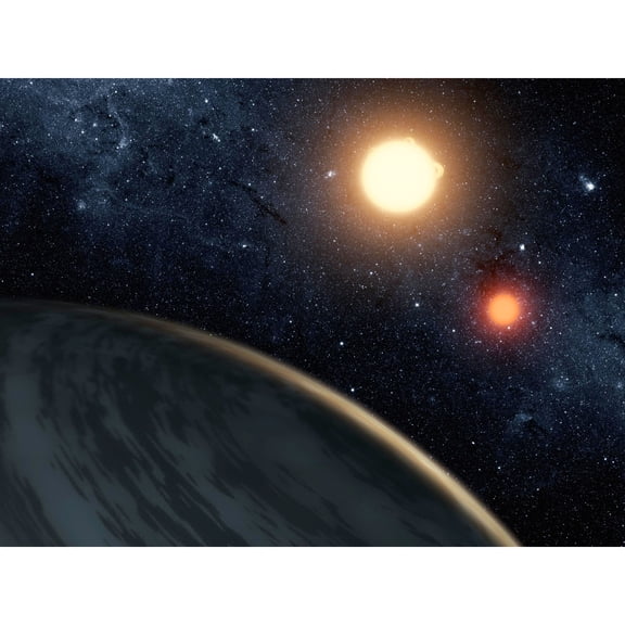 Space NASA Planet Kepler-16b Binary Star Illustration Extra Large XL Wall Art Poster Print
