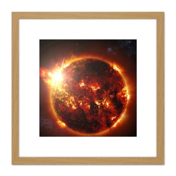Space NASA Swift Mission Flares Mini Star Illustration 8X8 Inch Square Wooden Framed Wall Art Print Picture with Mount