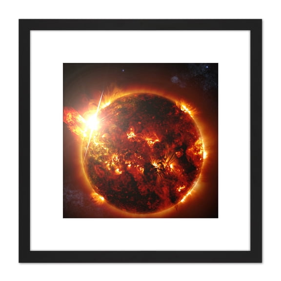 Space NASA Swift Mission Flares Mini Star Illustration 8X8 Inch Square Wooden Framed Wall Art Print Picture with Mount