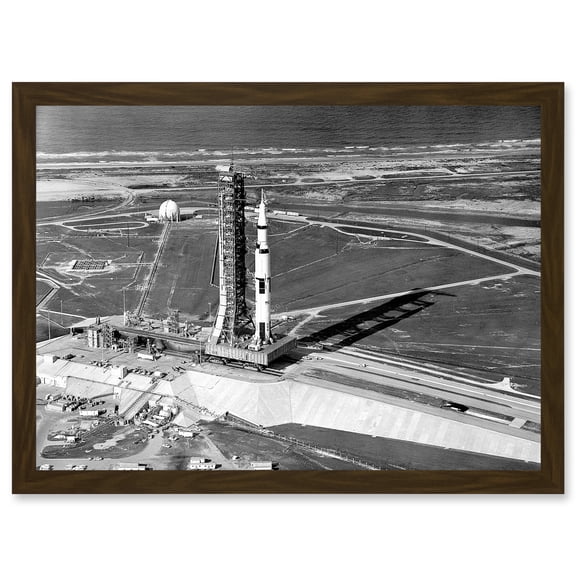 Space Nasa Aerial View Apollo 11 Saturn V Rocket USA Moon Mission Artwork Framed Wall Art Print A4