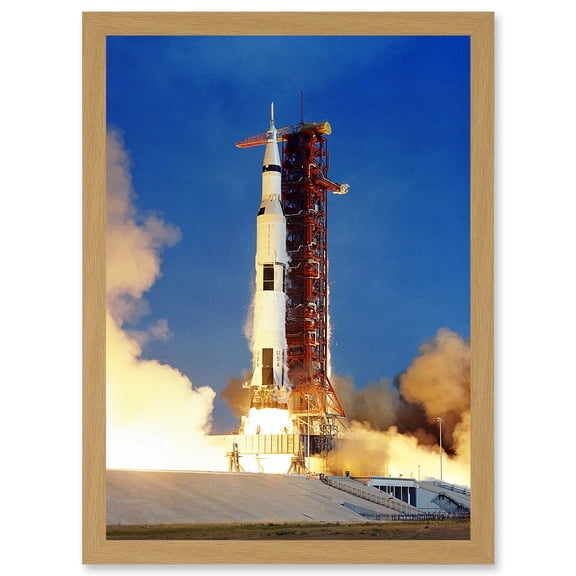 Space Nasa Apollo 11 Rocket Launch Lift Off Photo USA Moon Mission Artwork Framed Wall Art Print A4