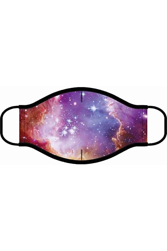 Space Nebula Cloth Face Cover Mask With Solid Trim (One Size, Multicolor)