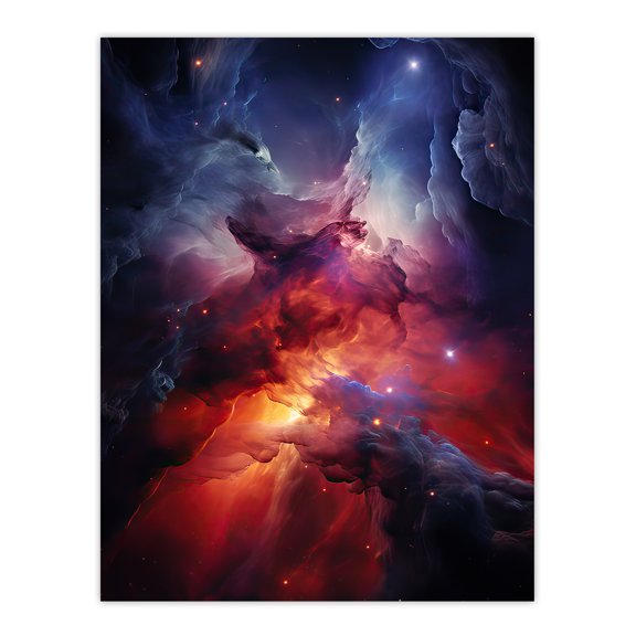 Space Nebula Cosmic Landscape Clouds Red and Blue Large Wall Art Poster Print Thick Paper 18X24 Inch
