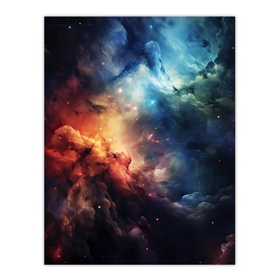 Space Nebula Rainbow Colour Dust Gas Clouds Unframed Wall Art Print Poster Home Decor Premium