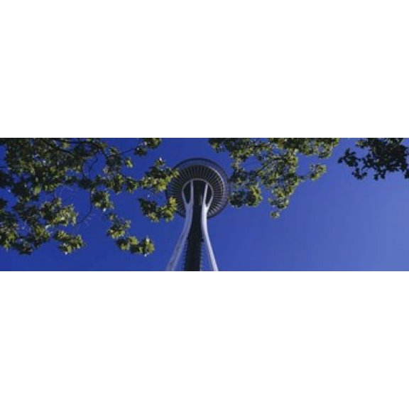Space Needle Maple Trees Seattle Center Seattle WA USA Canvas Art - Panoramic Images (18 x 6)