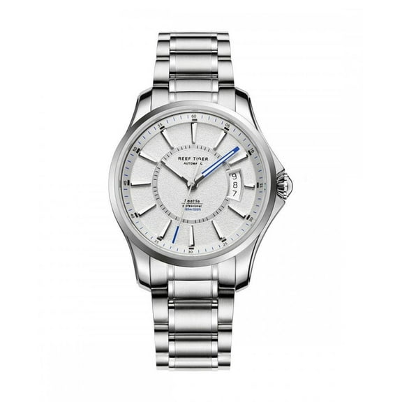 Space Needle Men's Automatic Mechanical Movement, Round Dial, Hollow Case Back, High Quality Stainless Steel Strap