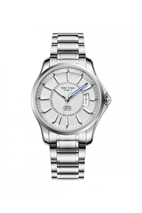 Space Needle Men's Automatic Mechanical Movement, Round Dial, Hollow Case Back, High Quality Stainless Steel Strap