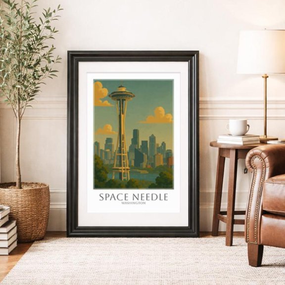Space Needle Travel Architecture Wall Art, Unframed Poster