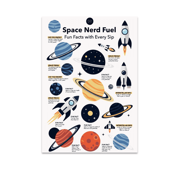Space Nerd Fuel: Fun Facts with Every Sip - Science Enthusiast - 13x19 Poster Print