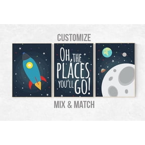 Space Nursery Prints Astronaut Rocket Moon Mix Match Set